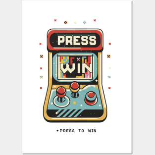 Press To win Funny humorous Gaming Posters and Art